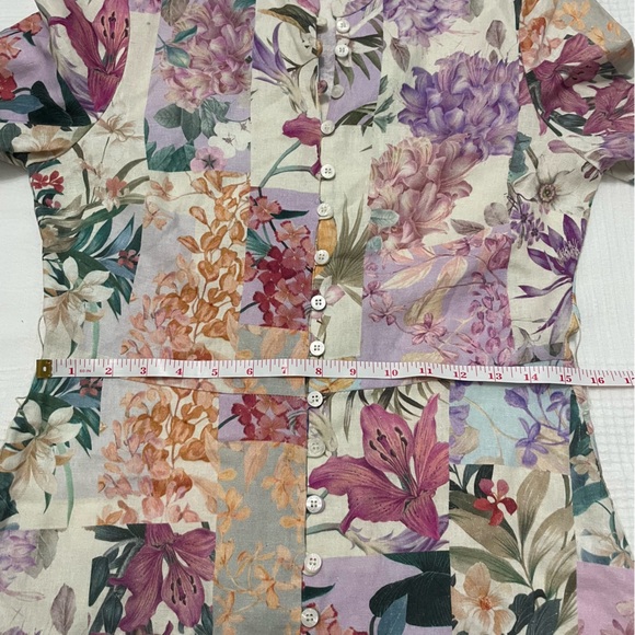 Zara Longsleeves Floral Linen Blend Dress XS EUC - Picture 9 of 11